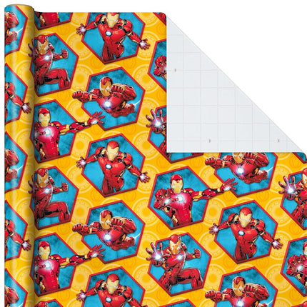 Hallmark Avengers Wrapping Paper with Cut Lines on The Reverse (3-Pack: 60 sq. ft. TTL) with Captain America, Iron Man, Black Widow, Thor and Hulk for Birthdays, Christmas, Father's Day and More