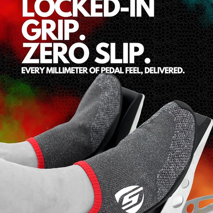STRASSE SIM Running Shoes - Lightweight and thin sole for maximum pedal control | Comfortable for all running games and SIM platforms | Non-slip grip, breathable fit, Red, X-Small