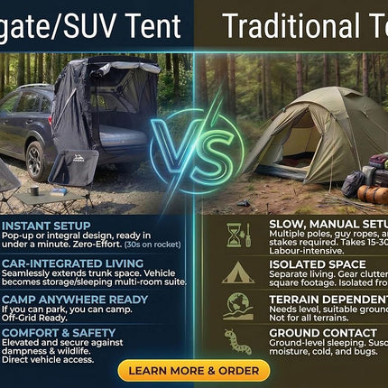 HASIKA SUV Tailgate Tent, 2-Person Car Camping Awning
