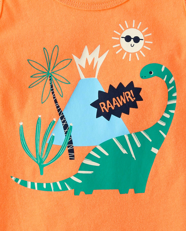 The Children's Place Baby Toddler Boys Sleeveless Tank Top, Dino Print 3-Pack, 3T