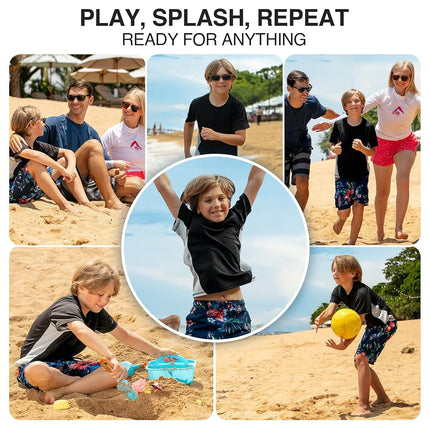 Kanu Surf Big Boys' CB Swim Shirt, Black, Large (12)