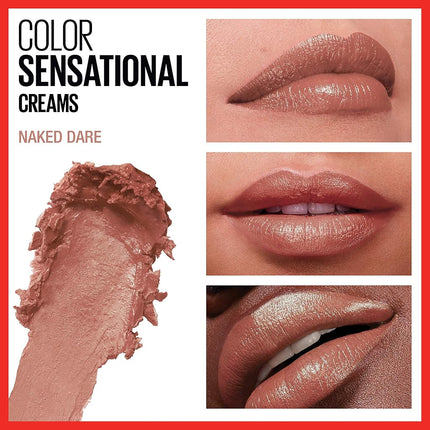 MAYBELLINE - Color Sensational The Creams Lápiz Labial Acabado Cremoso Naked Dare 144-0.15 oz (4.2 g)