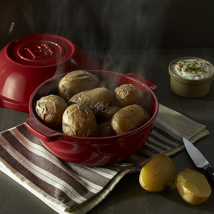 Emile Henry Hecho en Francia Olla de Arcilla para Pan y Patatas, 24 cm, Borgoña