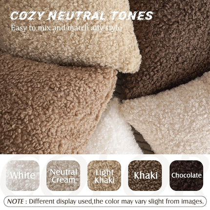 Foindtower Set of 2 Curly Teddy Wool Pillow Covers Decorative Boucle Textured Lumbar Throw Pillow Faux Fur Pillowcases Sheepskin Cushion Case for Sofa Bedroom Car 12"x20" Khaki