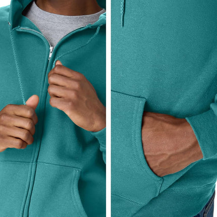 Hanes Men's Zip-Up Hoodie, EcoSmart Fleece Full-Zip Hoodie for Men, Hooded Sweatshirt, Spanish Moss, XXL