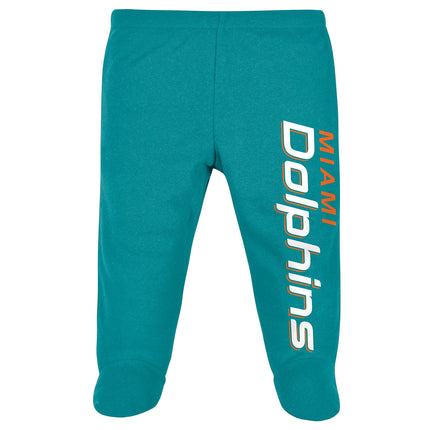 Gerber NFL Baby Boys' 3Pc Bodysuit, Footed Pant, & Cap Set, Miami Dolphins, 0-3 Months