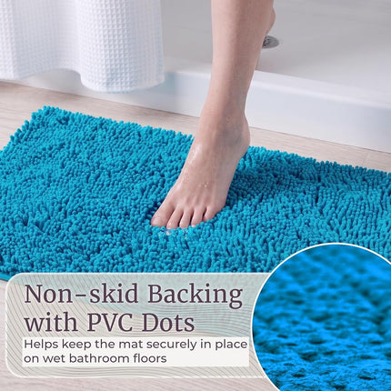 Bedford Home 2-Piece Memory Foam Shag Bath Mat, Blue