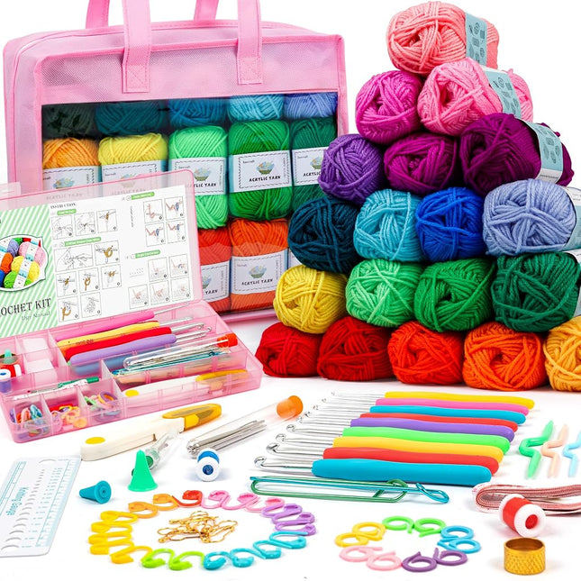 Crochet Yarn Kit for Beginners Adults and Kids, In