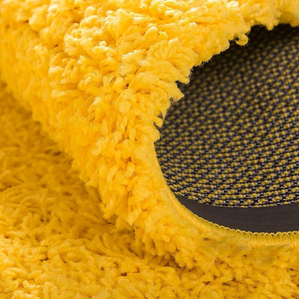 Unique Loom Solo Solid Shag Collection Modern Plush Tuscan Sun Yellow Runner (3' x 10')