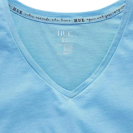 HUE Women's Short Sleeve V-Neck Sleep Tee Pajama Top, Bella Blue, 6X