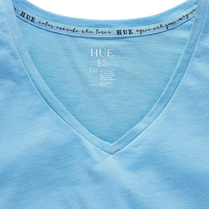HUE Women's Short Sleeve V-Neck Sleep Tee Pajama Top, Bella Blue, 6X