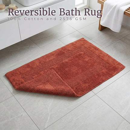 Bedford Home 100 Percent Cotton 2 Piece Reversible Rug Set - Brick