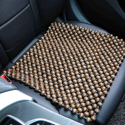 EXCEL LIFE Cojín para asiento de coche de madera natural con cuentas, esterilla cómoda y fresca para el verano, cojín de masaje (cuadrado) talla mediana para coche, sedán, SUV, silla de oficina