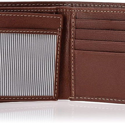 Timberland Men's Leather Passcase Trifold Wallet Hybrid, Cognac (Hundson), One Size