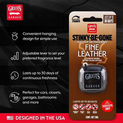 Griot's Garage 10763 – Air Freshener with Vent Clip, Fine Leather