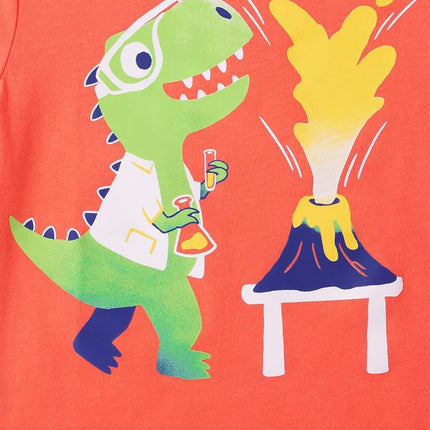 The Children's Place Baby and Toddler Boys' Dino Short Sleeve Graphic T-Shirts, Multipack, Shark Bubbles/Dino Volcano/Dinos, 3T