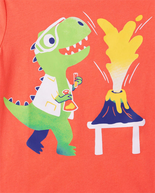The Children's Place Baby and Toddler Boys' Dino Short Sleeve Graphic T-Shirts, Multipack, Shark Bubbles/Dino Volcano/Dinos, 5T