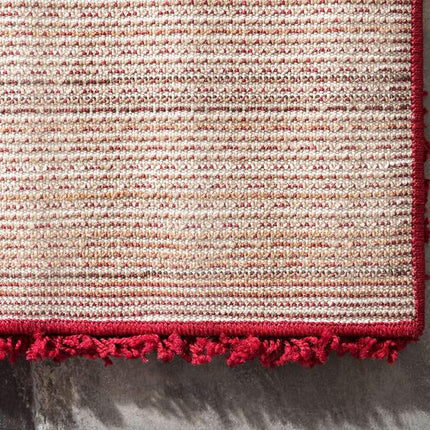 Alfombra de área Unique Loom Solo Solid Shag Collection - Alfombra moderna de felpa exuberante y suave (1.22 x 1.83 m rectangular, rojo cereza)