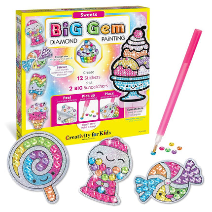Creativity for Kids Big Gem Diamond Painting Kit - Create Your Own Sweets Stickers Diamond Arts and Crafts for Kids, Stickers and Suncatchers - Sweets Diamond Art for Kid