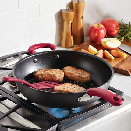 Rachael Ray Create Delicious Deep Hard Anodized Nonstick Frying Pan/Fry Pan/Hard Anodized Skillet - 12.5 Inch, Gray
