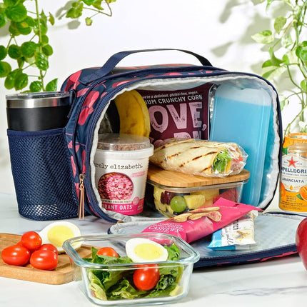 Fit & Fresh Josie Adult Insulated Lunch Bag - Women's Lunchbox or Lunch Tote - Navy