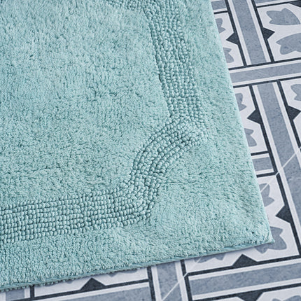 Laura Ashley Bath Rug - Reversible Cotton Bath Mat | Premium Bathroom D�cor | Machine Washable Bathroom Rug |Highly Absorbent | Aqua, 17"x24"/20"x32" 2-Piece Set