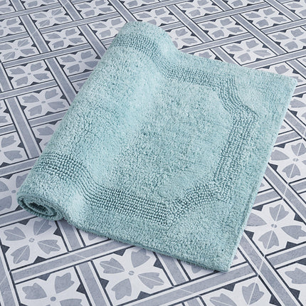 Laura Ashley Bath Rug - Reversible Cotton Bath Mat | Premium Bathroom D�cor | Machine Washable Bathroom Rug |Highly Absorbent | Aqua, 17"x24"/20"x32" 2-Piece Set