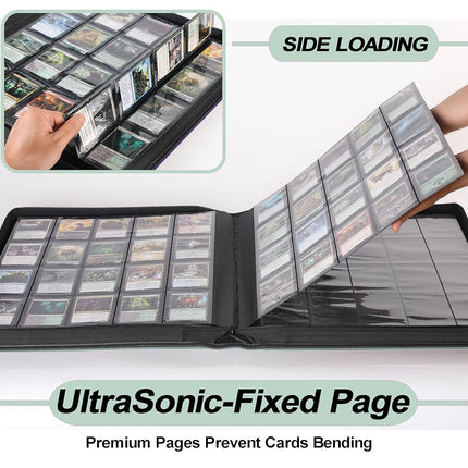 Premium 2000 Pocket Card Binder - 20 Pocket Trading Card Binder with Sleeves Fits 2000 Cards, Ringless Card Album for TCG - Model A，Asakusa Green
