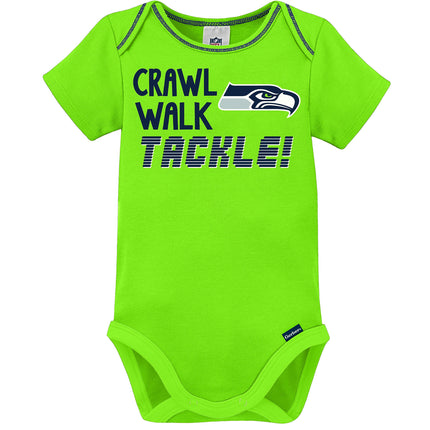 NFL Seattle Seahawks Pack de 3 Bodys de Manga Corta Surtidos para Niños, Azul, 0-3 Meses
