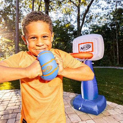 NERF AirHoop Inflatable Basketball Hoop Set for Kids, Instant Inflatable Youth Mini Hoop + Foam Basketball - Inflate in 10 Seconds - 5 Inch Toy Basket for Kids + 5