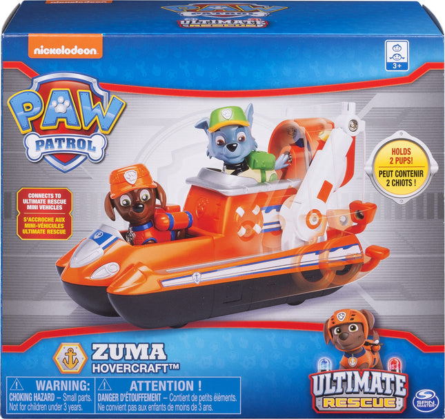Patrulla Canina Ultimate Rescue – Aerodeslizador de Rescate de Zuma con hélices móviles y gancho de rescate, para niños de 3 años en adelante