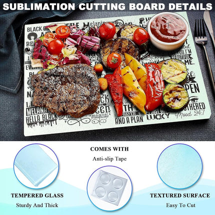 6Pack Sublimation Glass Cutting Board Blanks, Textured Tempered Glass Chopping Boards for Kitchen, Anti Slip Cutting Boards Heat Resistant Glass Plate Chopping Board for Kitchen DIY Heat Press Machine