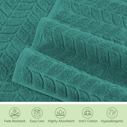 Elegant Comfort Luxury 6-Piece 100% Turkish Cotton Jacquard Braided Textured Premium Hotel Quality Towel Set– Soft and Absorbent, Includes 2 Bath Towels, 2 Hand Towels and 2 Washcloths, Turquoise