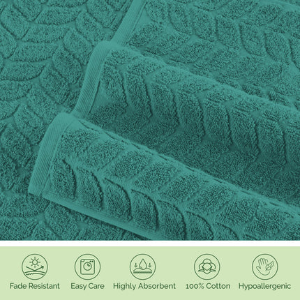 Elegant Comfort Luxury 6-Piece 100% Turkish Cotton Jacquard Braided Textured Premium Hotel Quality Towel Set– Soft and Absorbent, Includes 2 Bath Towels, 2 Hand Towels and 2 Washcloths, Turquoise