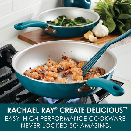 Rachael Ray Create Delicious Nonstick Frying Pan Set/Fry Pan Set/Skillet Set - 9.5 Inch and 11.75 Inches, Blue