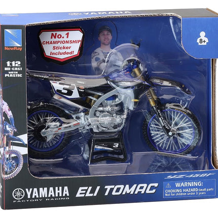 New Ray 58323 Motorcycle Yamaha YZF 450 Star Racing E Tomac No. 3 Blue 1/12