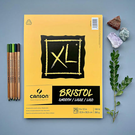 Canson XL Series Bristol Paper, Smooth, Foldover Pad, 9x12 inches, 25 Sheets (100lb/260g) - Artist Paper for Adults and Students - Markers, Pen and Ink