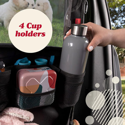 Car Back Seat Organizer with Larger Protection & Storage - 12 Compartments including iPad Holder, Reinforced Corners to Prevent Sag, Eco Friendly Materials - Great Travel Accessory for Kids