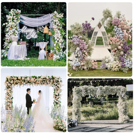 Wokceer Wedding Arch Backdrop Stand Square 7.2 x 7.2 FT White Metal Backdrop Stand Balloon Arch Frame for Wedding Birthday Party Garden Arbor Anniversary Event Decor