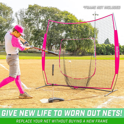 GoSports Team Tone Replacement 7 ft x 7 ft Baseball/Softball Net - Compatible with GoSports Brand 7 ft x 7 ft Baseball Net - Frame Not Included - Pink