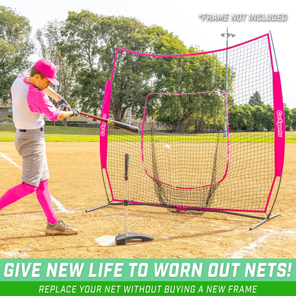 GoSports Red de Repuesto de 7 x 7 pies para Béisbol/Sóftbol - Compatible con la Red de Béisbol GoSports de 7 x 7 pies - Marco No Incluido - Rosa