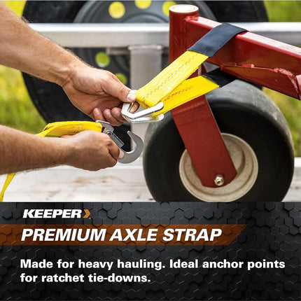 Keeper – 2” x 24” Premium Axle Tie Down Strap with D Rings - 3,333 lbs. Working Load Limit and 10,000 lbs. Break Strength