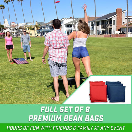 GoSports 4 x 2 ft Craftsman Design Cornhole Game Set - Includes Two 4 x 2 ft Boards, 8 Bean Bags, and Carry Case