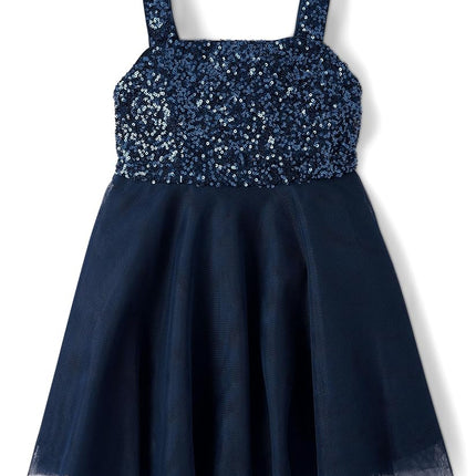 The Children's Place Girls' Sleeveless Dressy Dresses, Tidal Sequin Mesh, 5, Tidal Sequin Mesh, 5