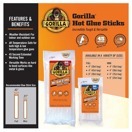 High-Temp Glue Sticks-.43"X4" 45/Pkg
