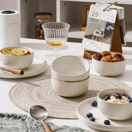 S&Q'S Ceramics Ceramic Small Bowls for Kitchen, Set of 6, 10 Ounces Small Ceramic Bowls for Condiments, Dipping, Side Dishes (Glazed Matte Off-White), (TSW)