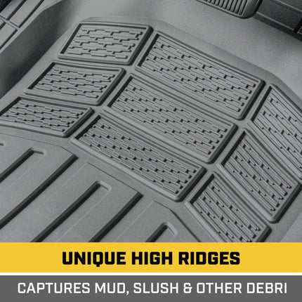 CAT Gray Car Floor Mats Full Set - Universal Heavy Duty Trim to Fit Floor Mats for Trucks - Car Mats & SUV Floor Liners for Car - All-Weather Truck Accessories & Odorless Rubber Automotive Floor Mats