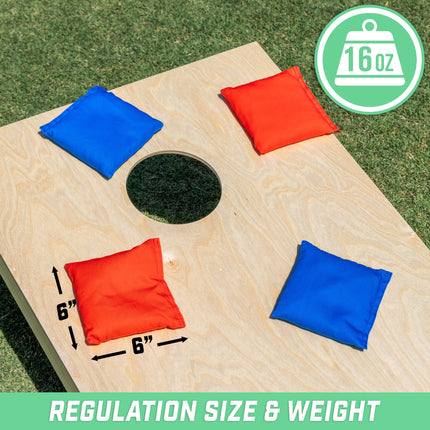 GoSports Set de 8 Sacos de Frijoles Oficiales para Cornhole - para Todo Clima - Rojo y Azul Clásico