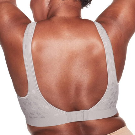 Bali Women's Comfort Revolution Full-Coverage Wireless, Foam Wirefree T-Shirt Bra, Df3488, Crystal Grey Pattern, XXL