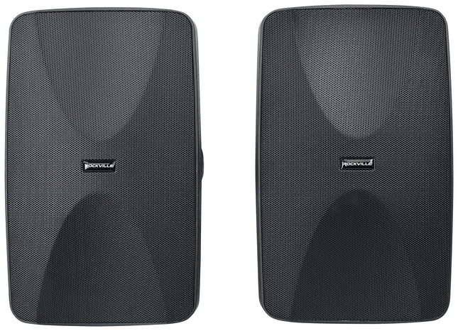 (6) Altavoces de pared negros Rockville WET-6525B de 6.5" de 70V para interiores/exteriores
